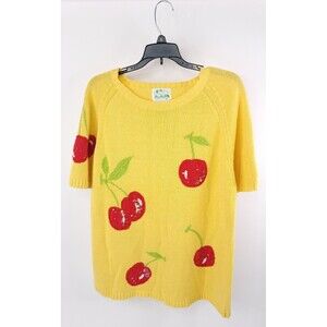 Quacker Factory Vintage Sweater Womens Large Short Sleeve Pullover Sequin Cherry